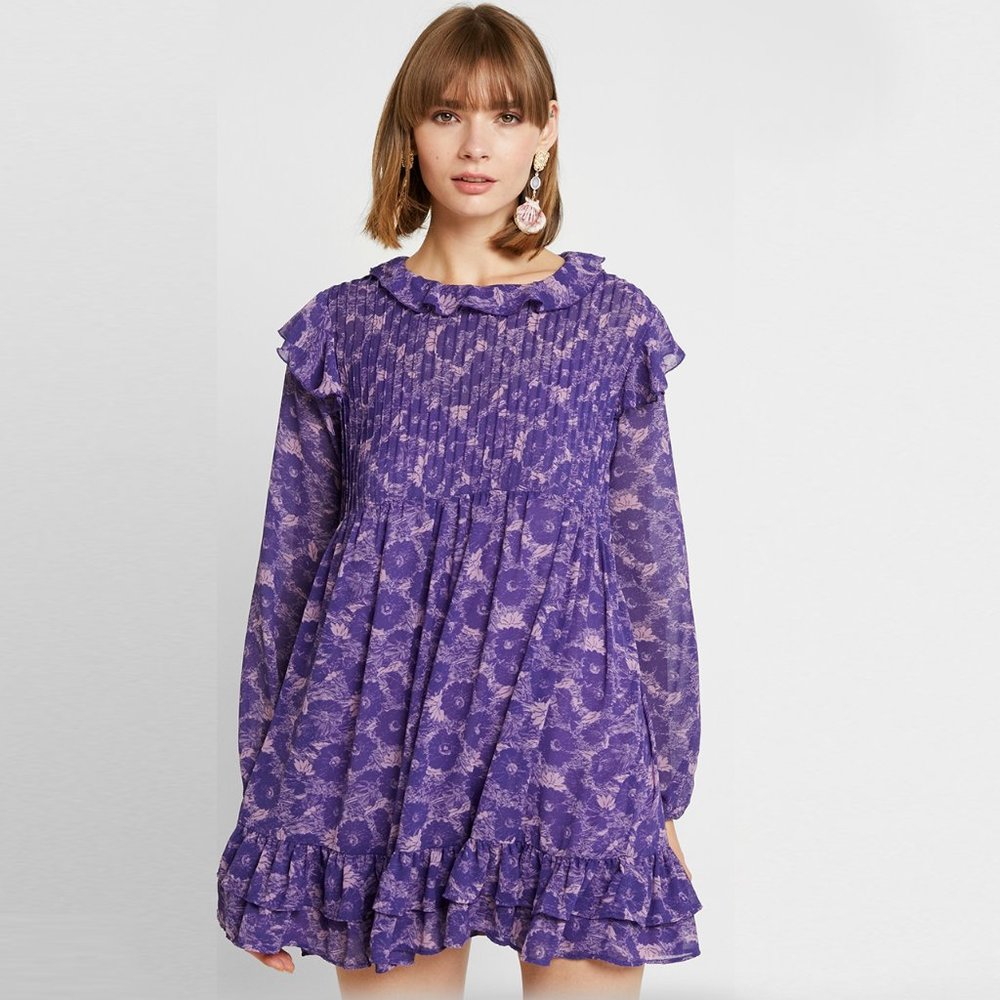 These Dreams Long Sleeve Purple Mini Dress Small